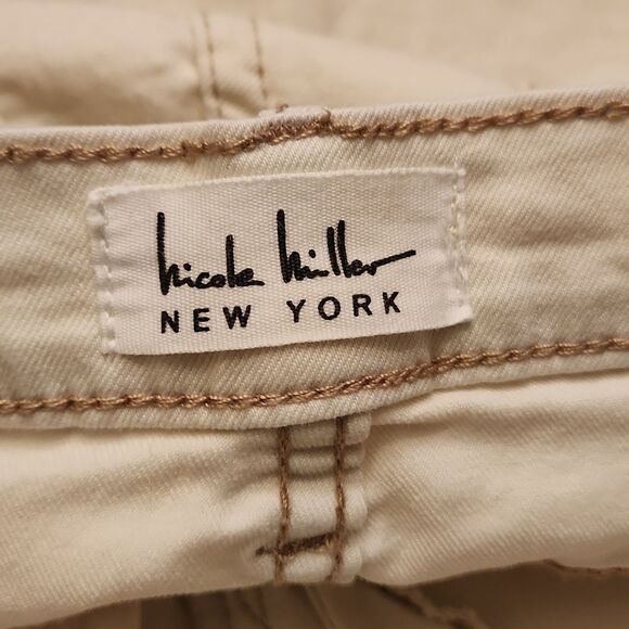 Nicole Miller Cream Off-White Soho High-Rise Skinny Ankle Jeans Raw Hem Size 12 - Picture 8 of 10